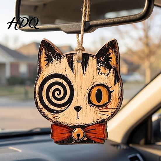 Rustic B&B Bar Theme Decor Vintage Halloween Ornament for Tree, Acrylic Hanging Pumpkin Black Cat Bat Car Mirror Accessories Ghost Skull Decoration