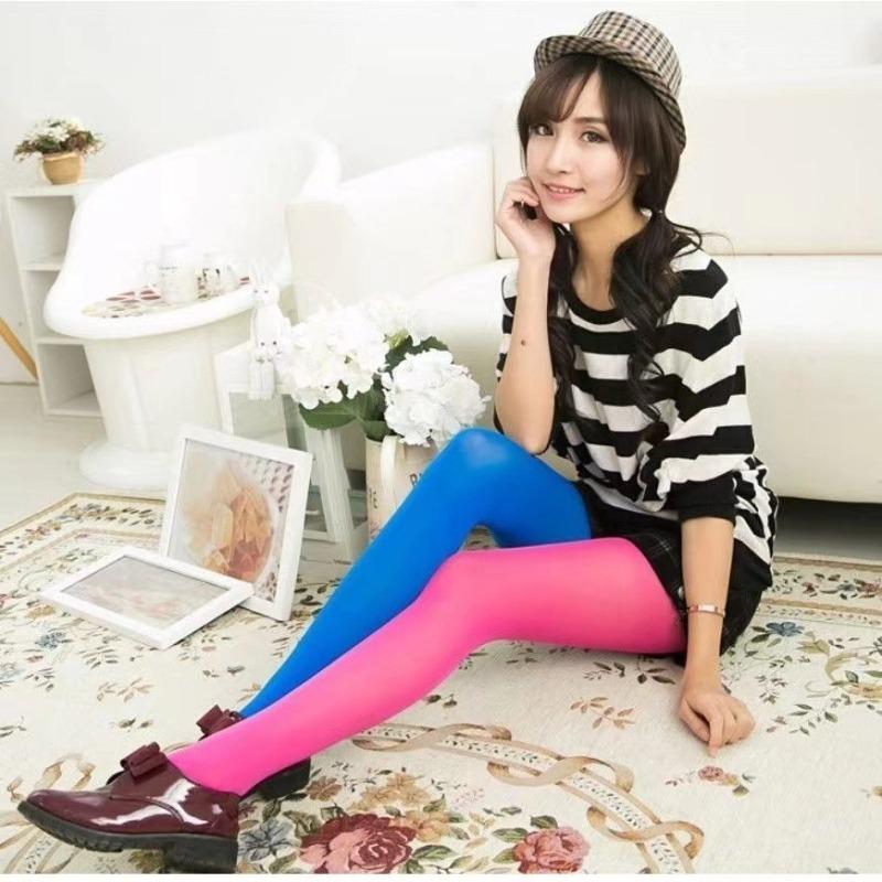 Damen Colorblock Strumpfhose Gothic Style Punk Weihnachten Halloween Elastische High Waist Leggings Strümpfe Herbst