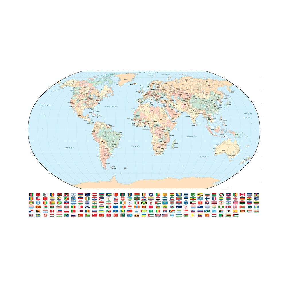 World Map Backdrop Cloth with National Flags,for Travel-Themed Parties,Educational Decor,Photo Shoot Background,Home Decor