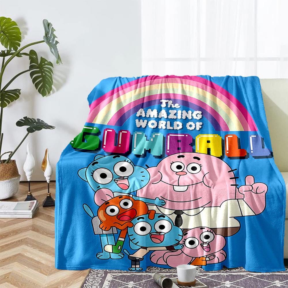 The Amazing World of Gumball Theme Printed Blanket - Perfect for Couch, Bed, Travel & Outdoor Use | Machine Washable, Cozy & Durable.