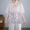 Short Sleeve Oversized Cotton Vintage Floral Casual Loose T Shirt Tops Women Summer T-shirt