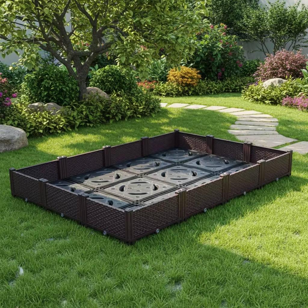 Rectangular Planter Box Modular Flower Space-Saving for Patio, Indoor