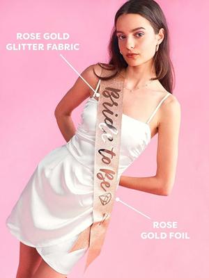 Junggesellinnenabschied Dekorationen Roségold Glitzer Set - Brautparty Zubehör | Braut to Be Schärpe, Tiara, Schleier