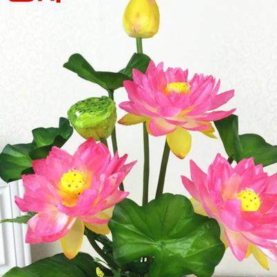 Artificial Lotus Flower Set for Buddhist Offerings - Silk Fake Flowers In Small Pots for Home Decoration