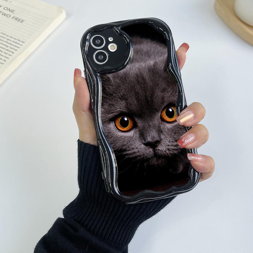 LZ3 Black Cat Green Eyes Clear Soft Wave Phone Cases for iPhone 15 13 Pro Max 12 Mini 14 8 Plus XS Max XR 6 Protection Back Cover