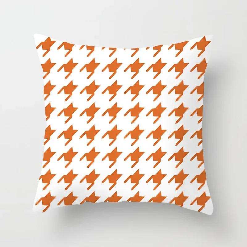 Nordic Orange Pattern Sofa and Bedside Pillow Cover Modern Simple Casual Waist Head Pillow Cushion Cover Pillows Decor Home 45cm