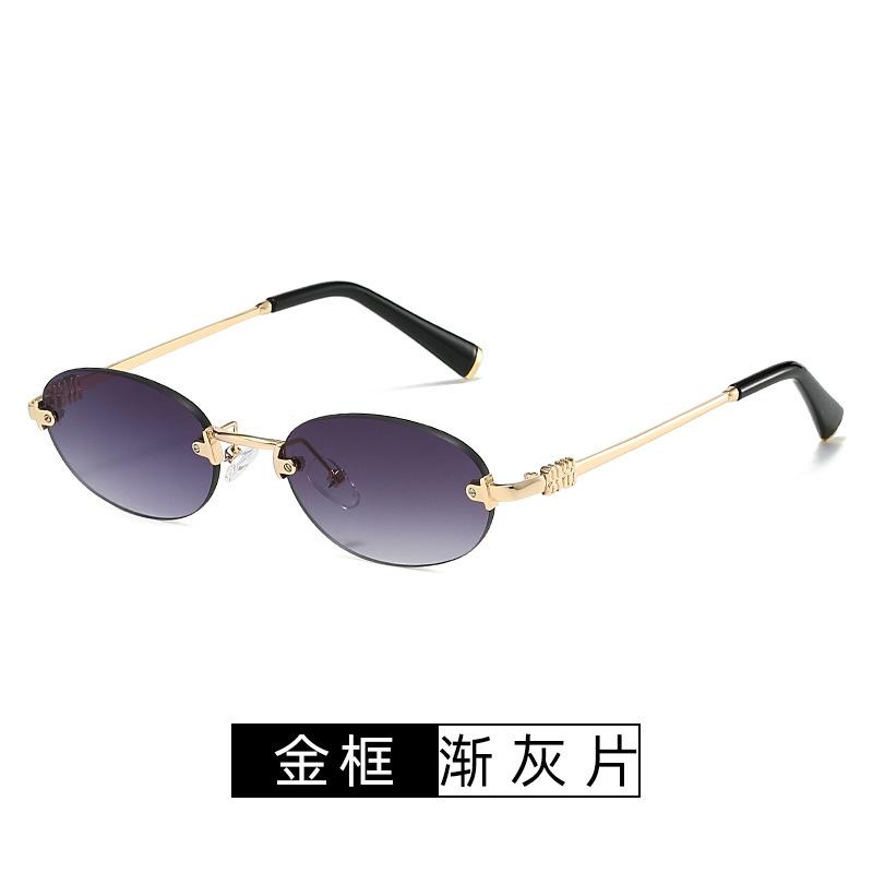 Retro Frameless Sunglasses for Women Luxury Trendy Sun Glasses High-End Sensation Fashionable Solar Glasses Shades UV400