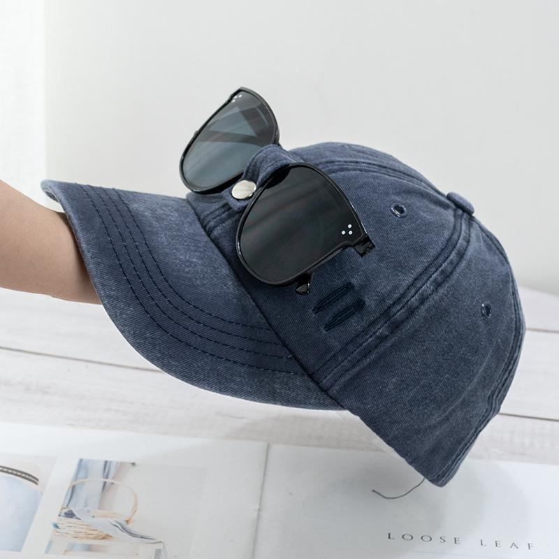 New Cat Ears Sunglasses Baseball Cap Y2K Cotton Washed Pilot Snapback Caps Gorras Women And Men Outdoor Sunshade Sun Hats Unisex