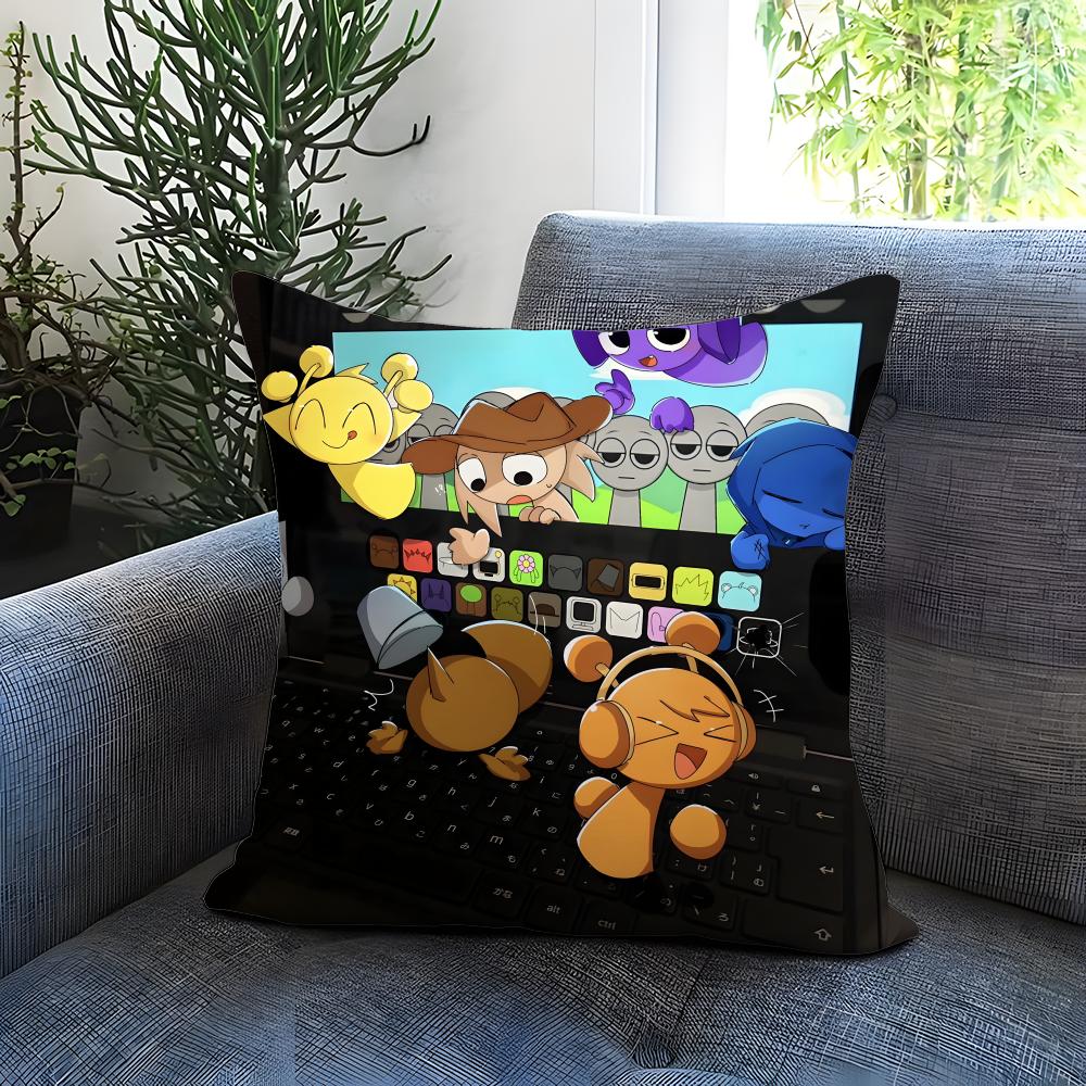Popular Game Character Sprunki Cushion Cover Comfortable Reversible Pillow Cover Ideal for Car Sofa Bedroom Beyond