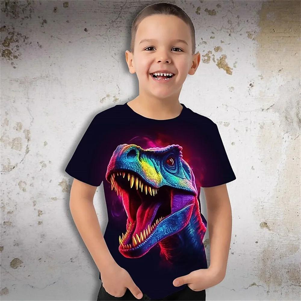 Children's Clothing Dinosaur T-Shirt For A Boy Baby Summer Clothes O-Neck Children Top Tees Fashion One Piece 2025 Kids Clothes
