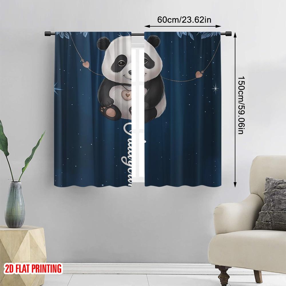 2 Stück, 2D-Flachdruck Vorhänge&Fensterdekoration Panda Träume 100% Polyester (ohne Stange) Außendekorationen zur Verwendung für Schlafzimmer,