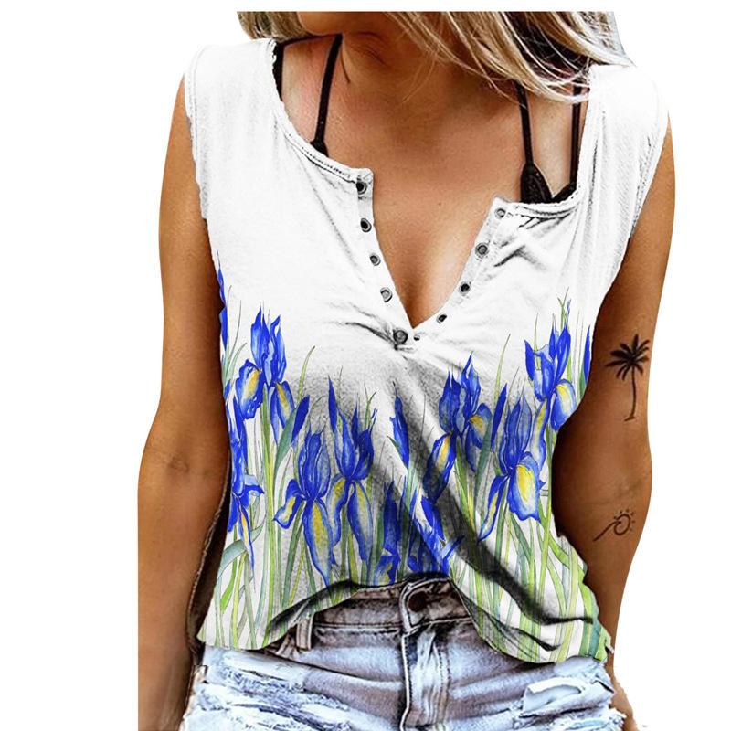 New Summer Women's Fashion Tops Casual Printing 9Color Sleeveless Tank Tops(XS-5XL)