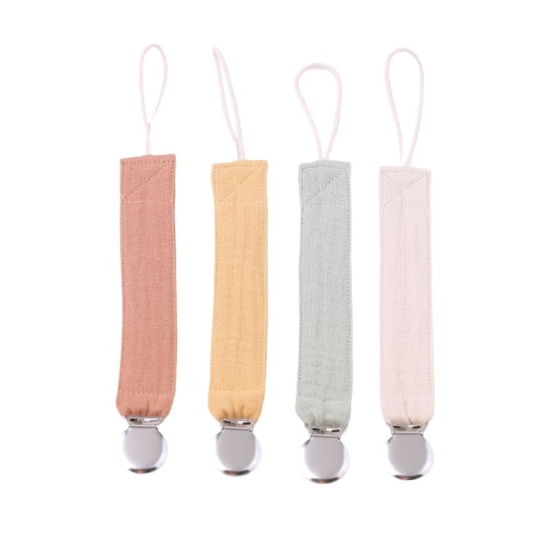 

Pack of 4 Colorful Baby Pacifier Chain Baby Teether Clip Cotton & Steel Baby Pacifier Chain Soft & Safe Pacifier Clip