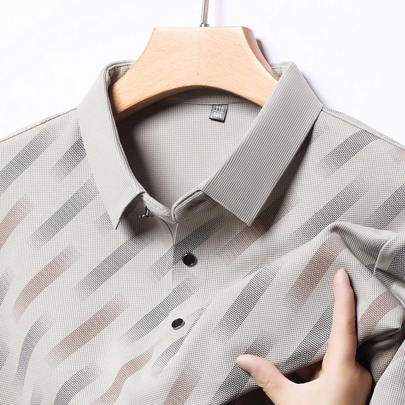 Short-sleeved Lead T-shirt Summer Thin Casual Half-sleeved Color Matching Lapel Polo Shirt Men's Dad Clothes