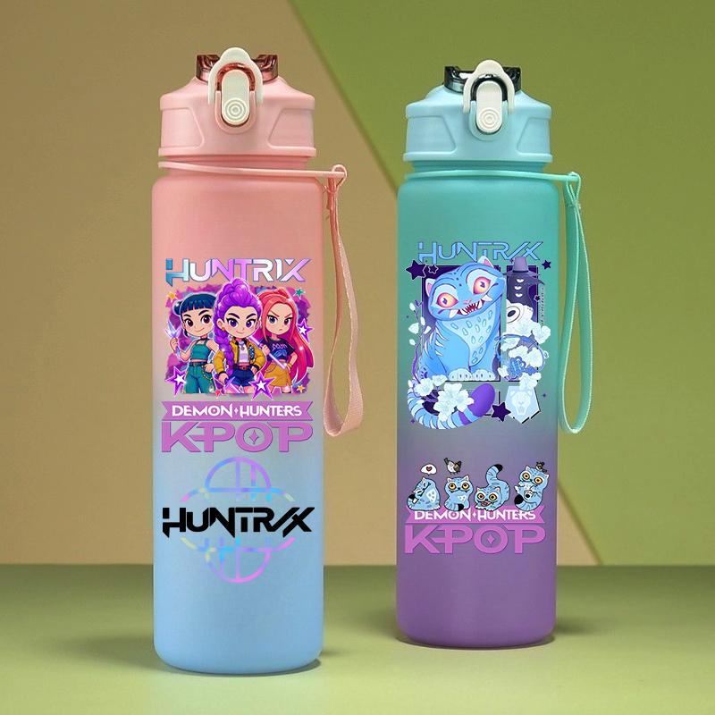 750ML KPop Demon Hunters HUNTR/X Rumi Mira Zoey Jinu Colore Degradé Tazza Acqua Bambino Borraccia con Cannuccia Saja Ragazzi Tigre Regalo