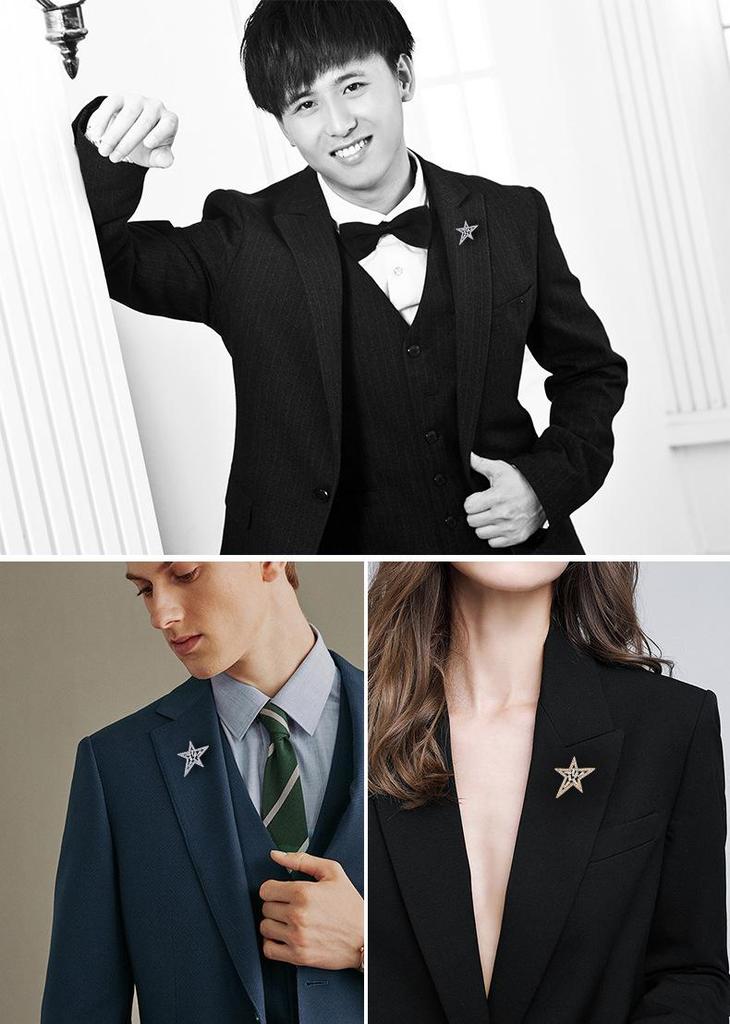 Elegant Star Zirconia Lapel Pin: Unisex Luxury Brooch & Anti-Exposure Buckle