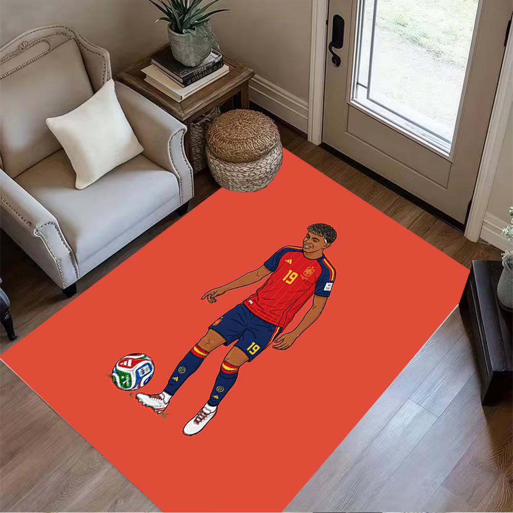 Lamine Yamal's Spain Soccer Player Floor Rug Office Rug Design for Game Room Study room Dormitory Kitchen Antislip Carpet Anime Office Decor