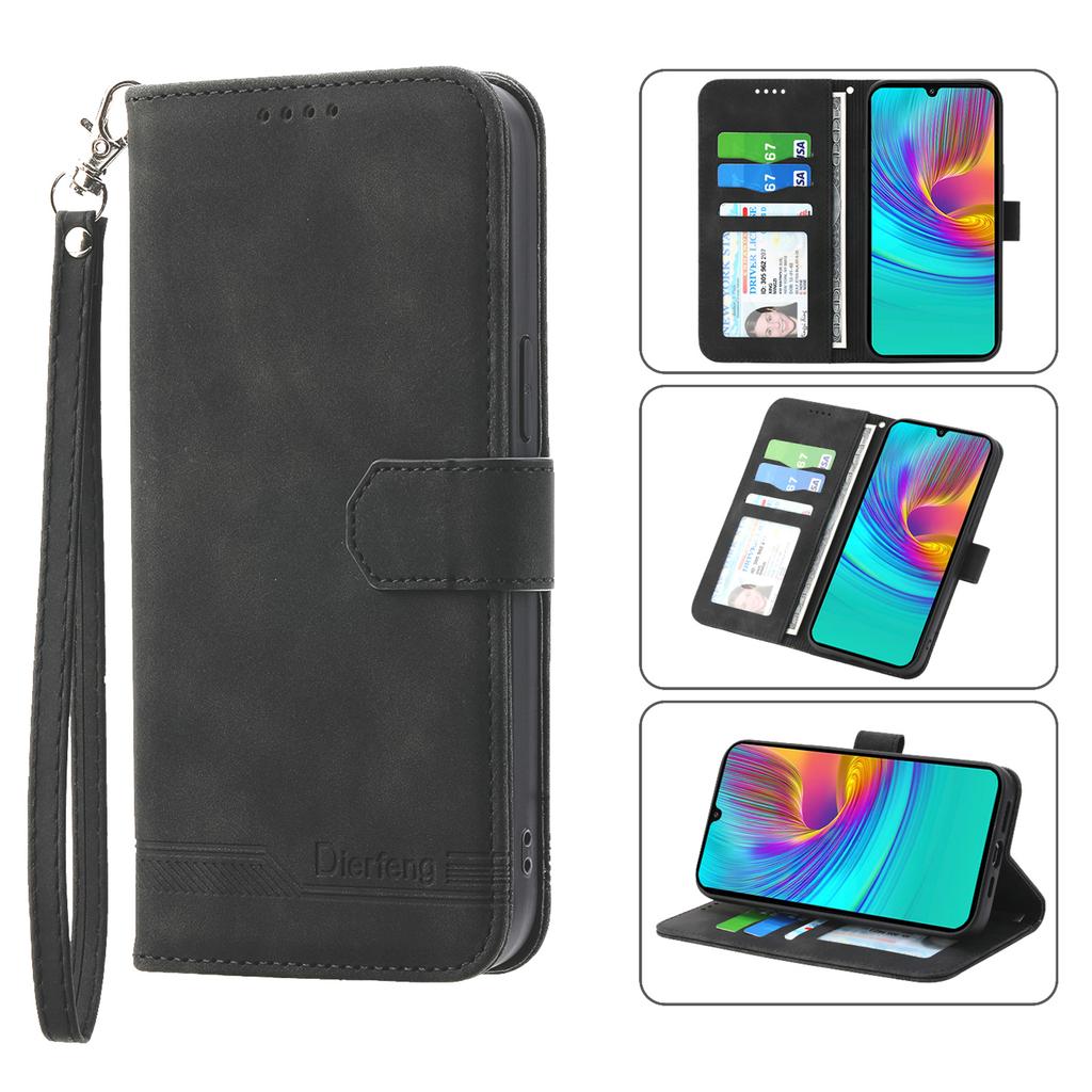 DIERFENG DF-03 For Samsung Galaxy A16 5G/A16 4G Leather Case Lines Imprint Wallet Phone Cover