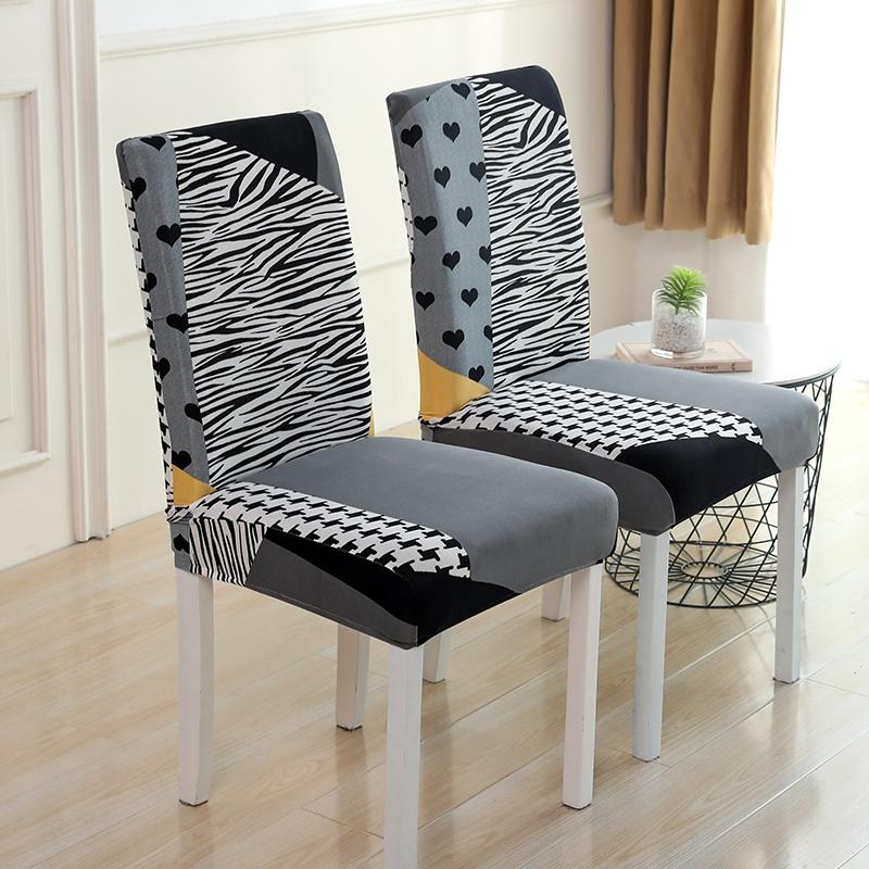 Printed Chair Covers Adjustable Dining Chair Cover Big Elastic Chairs Protector Kitchen Wedding Desk Stretch Modern Geometric