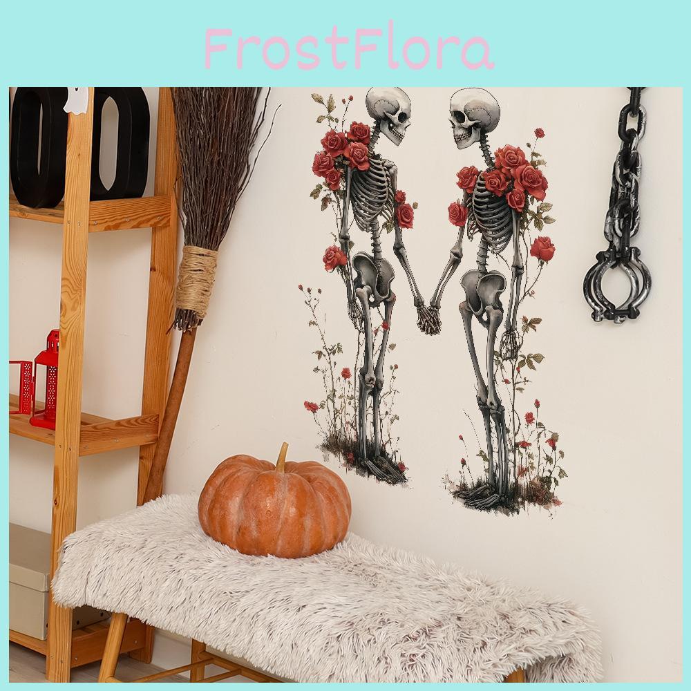 Halloween Romantic Rose Skull Wall Decal For Bedroom And Home Decoration Office