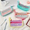 Contrast Color Mesh Pencil Case Cute Multi Functional Large Capacity Stationery Organizer Storage Bag Student Pen Bag Makeup Bag