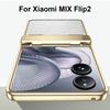 For Xiaomi Mix Flip 2 Case Electroplating PC Folding Phone Cover with Screen Protector