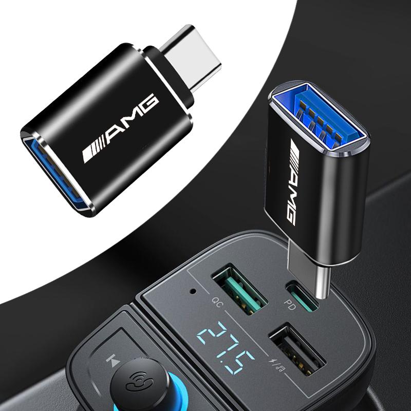 1Pcs Car Usb Type C Cable Converter Charging Adapter Car Accessories For Mercedes Benz AMG W212 W205 W246 W176 W213 GLC GLE GLS ML Welcome Laser Lamp