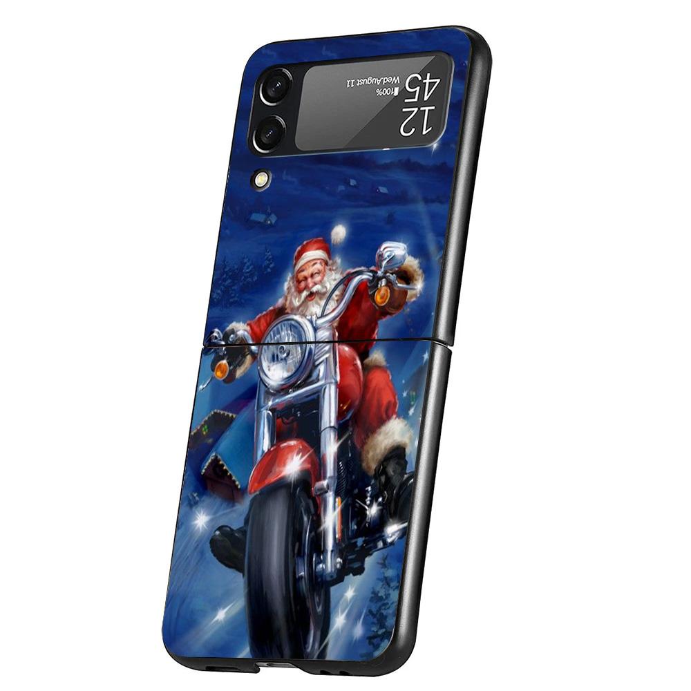 

Christmas Santa Claus Present Cover Phone Case For Samsung Galaxy Z Flip 7 6 5 4 3 5G Flip7 Flip6 Flip5 Flip4 Flip3 Black Fundas Samsung Z Flip
