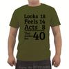 Unisexs Oneck Short Sleeve Tshirt Funny Looks 18 Feels 14 Acts 8 Really 40 40th Birthday Gift Unisexs T Shirts Casual Tees Tops