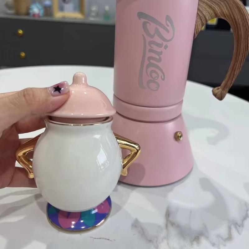 Disney Teiera Cartone Animato Carino La Bella e la Bestia Caffettiere Tazza Mrs Briccia Tazza Chip Tazze da Tè Set da Tè Regalo di Compleanno
