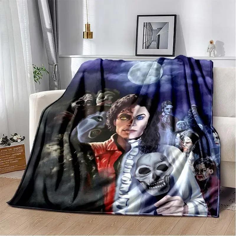 Custom Pop Music Michael J-Jackson Printed Flannel Blanket , Warm Soft Cozy Blanket Flannel Livingroom Home Decor Birthday Gi