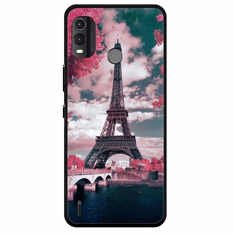 Soft Silicone Cover For Nokia C22 Case 2023 TPU Wolf Lion Painted Black Phone Coque for Nokia C22 C 22 4G Black For NokiaC22