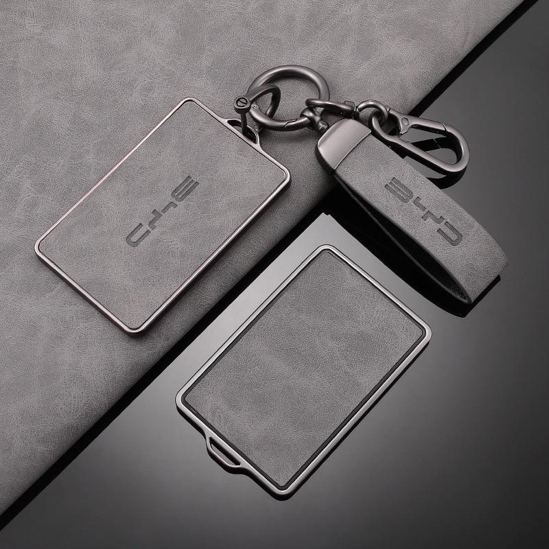 Car NFC Card Key Case Cover Full Shell Leather Keychain Pendant For BYD Tang DM Han EV Song PRO Qin PLUS DMI Key Bag Accessories