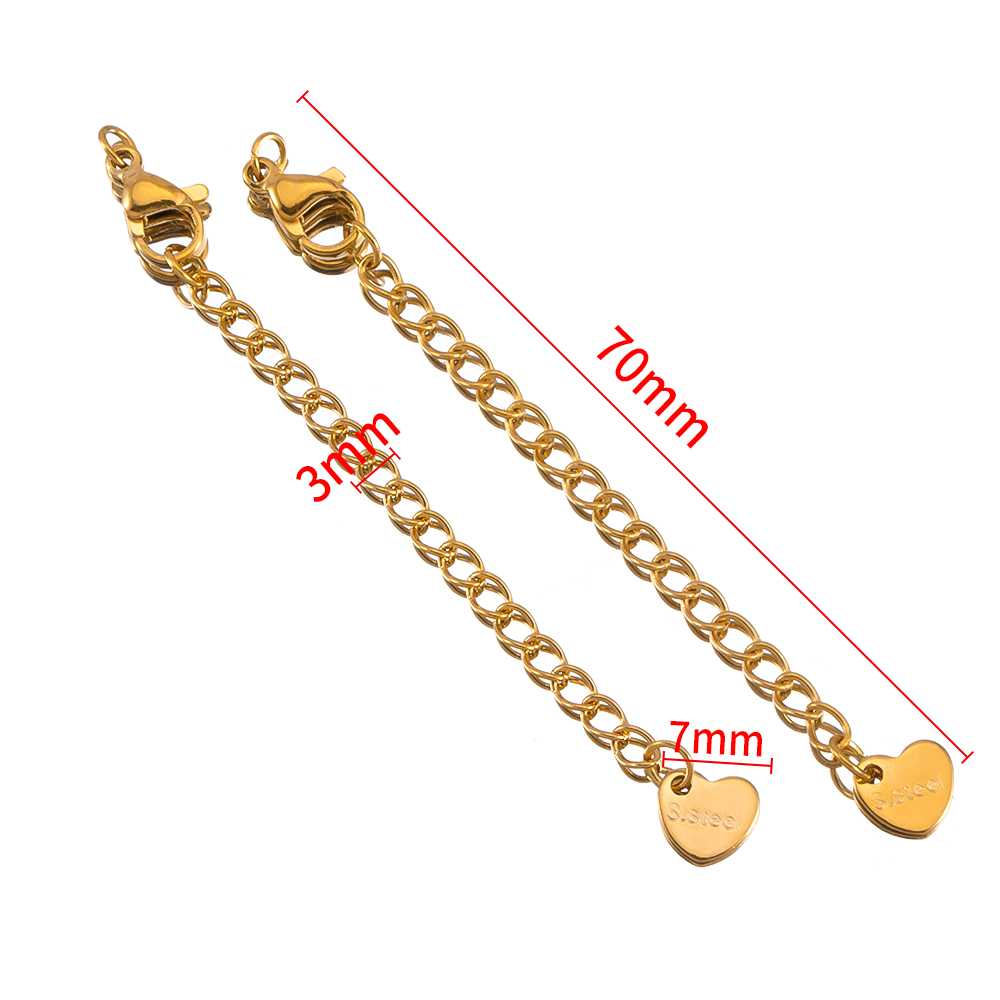 5pcs Stainless Steel Extension Tail Chain Lobster Clasps Connector Extended Chain Bracelet Necklace Jewelry Making DIY Component