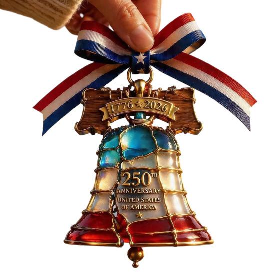 Yousheng Independence Day Patriotic Hanging Decoration, Butterfly Hummingbird Cat Bell Ornament for 4th of July, USA 250th Anniversary Stained Glass