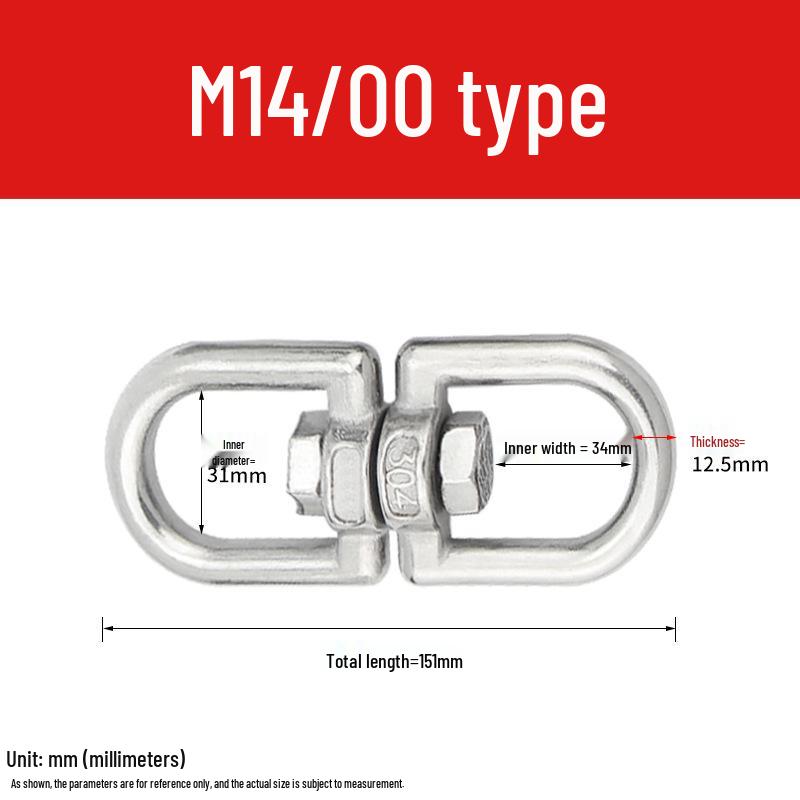 304 Stainless Steel Swivel Chain Shackle for Dog Chains and Connectors (M4, M5, M6, M8).