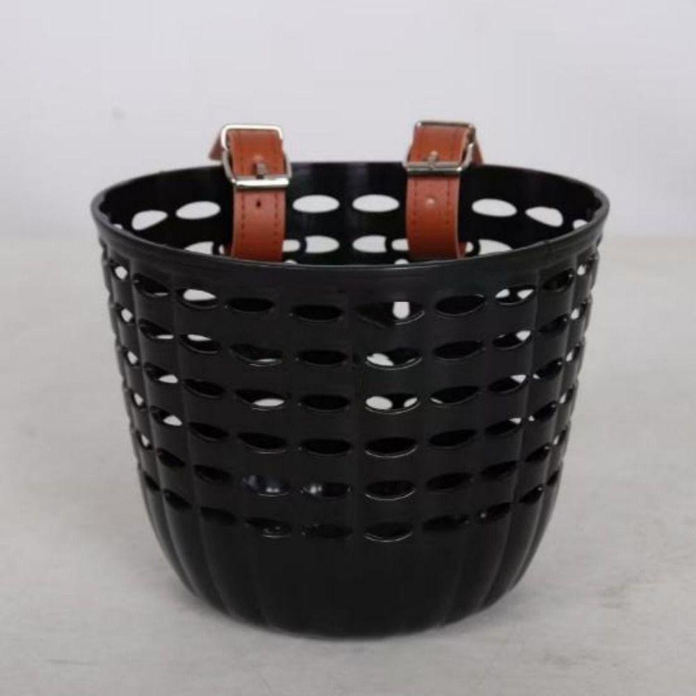 Adjustable Strap Bike Basket Retro Woven Plastic Front Riding Basket 7 Styles Durable Front Handle Carrier