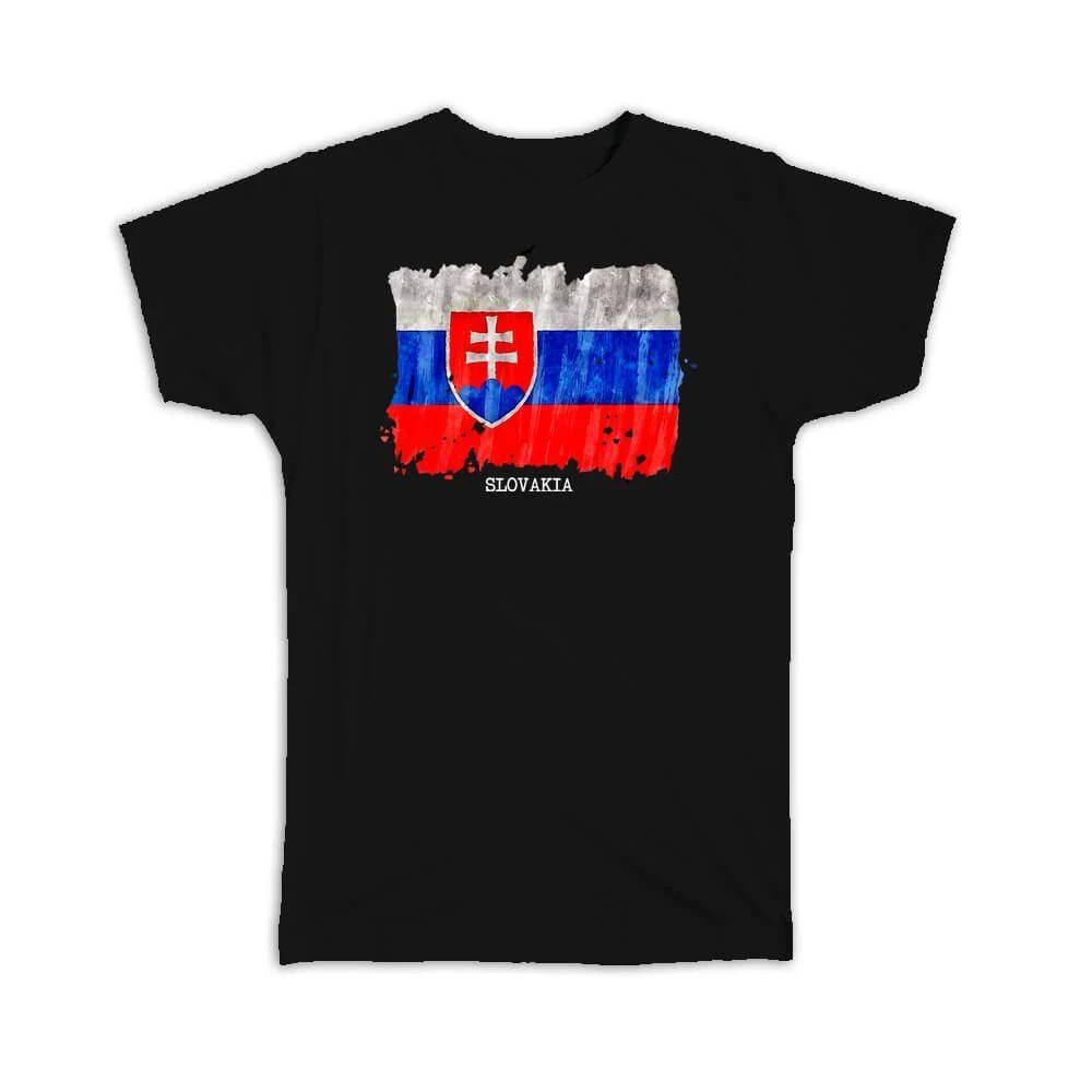 Gift T-Shirt : Slovakia Flag Europe Travel Expat Country Watercolor S