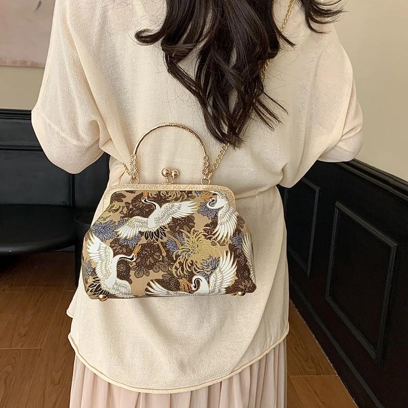 Seidenstickerei Patchwork Natial Style Umhängetaschen Fashi Verschluss Einfache Damen Handtaschen 2026 Süße Taschen für Damen