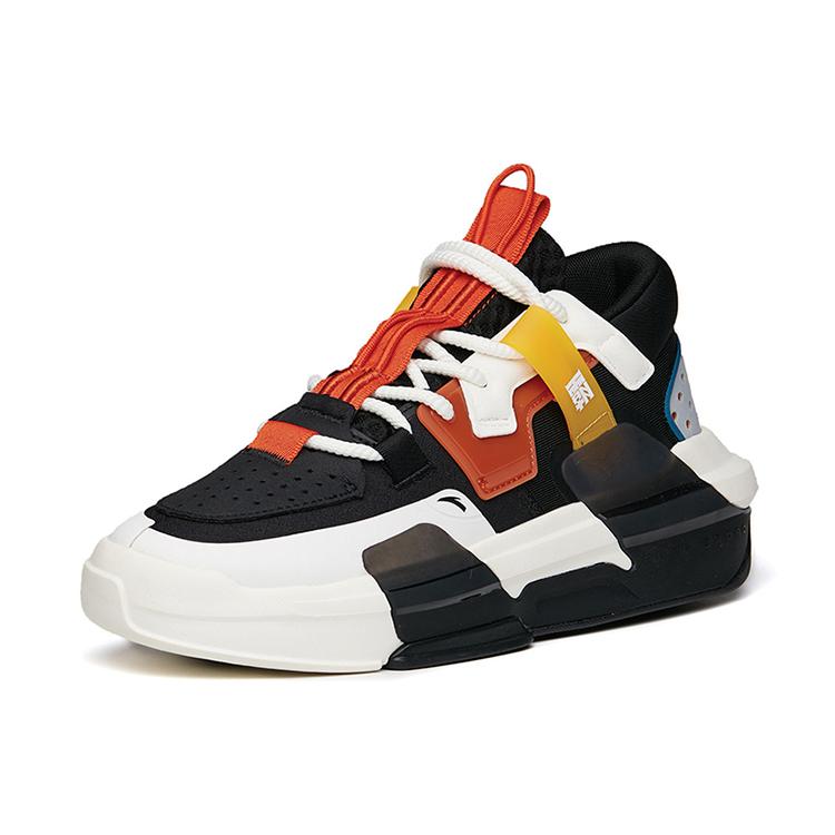 New Anta Bastard 3.0 Anti Slip Wear Resistant Low Top Skateboard Shoes Black White Orange 112218084-2