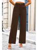 Women's High Waist Elastic Casual Pants with Button and Pockets