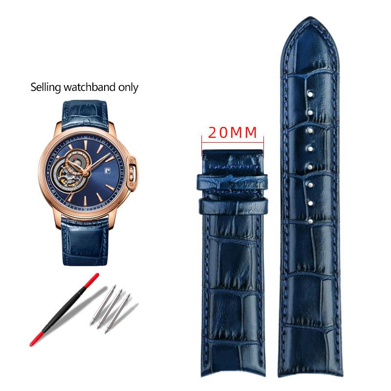 

20мм 21мм Ремінець для годинника з натуральної шкіри з вигнутим кінцем для Tissot Seiko Rossini 5793B04B 9633B04B Браслет для годинника з візерунком ящірки 21mm