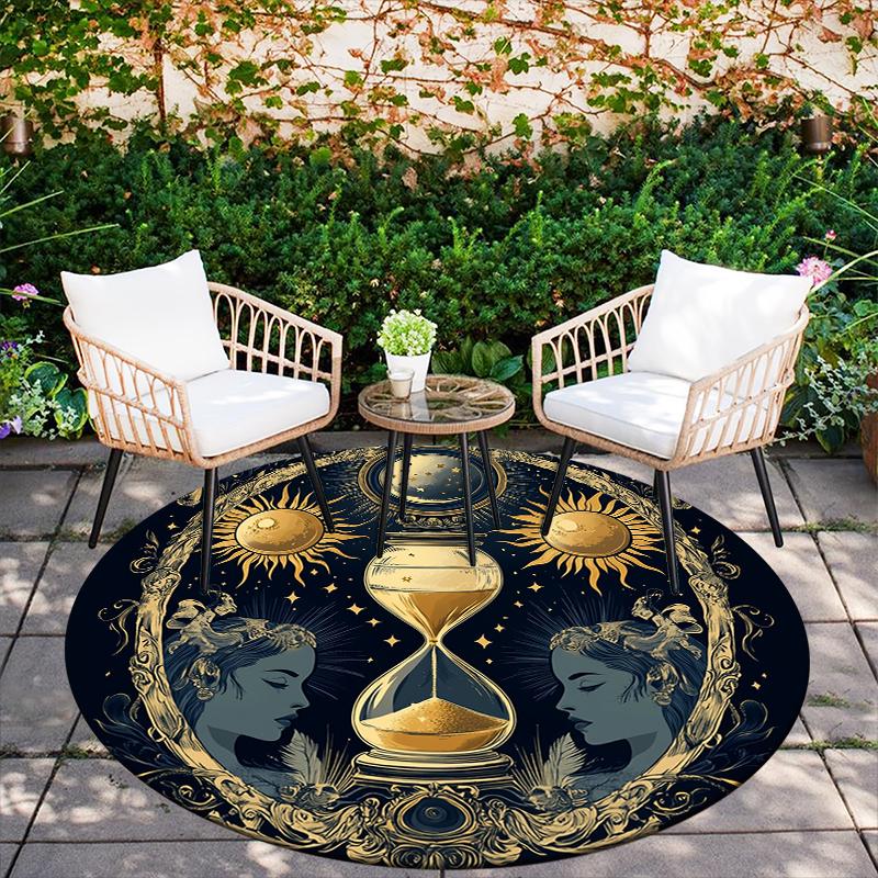 Celestial Elements pattern round rug,Carpet Rug for Living Room Bedroom Sofa Playroom Decor,Non-slip Floor Mat,Holiday Gifts and Birthday Gifts.