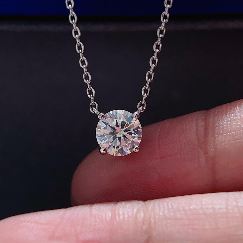 1-3CT Moissanite Diamond Pendant Women's Necklace Original 925 Sterling Silver Jewelry Gold Lady Necklace Chain