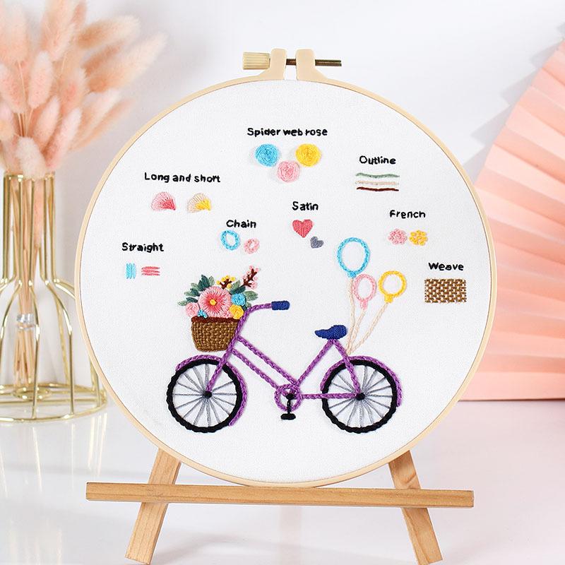 Diy Handmade Embroidery Material Package, Animal Bicycle Stitching Combined With Introductory Beginner Exercises