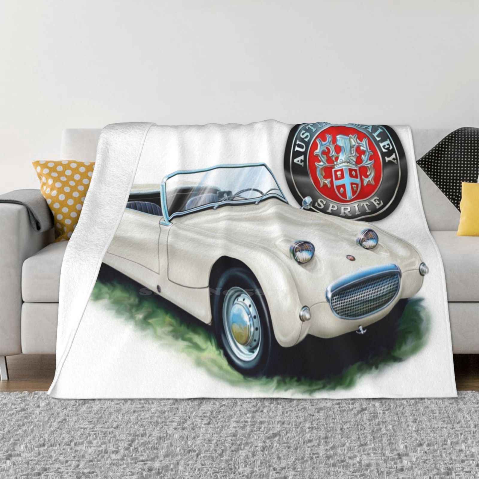 Austin Healey Bugeye Sprite In White Latest Super Soft Warm Light Thin Blanket Sprite Austin Healey Bugeye Automotive Sportscar 30x40in