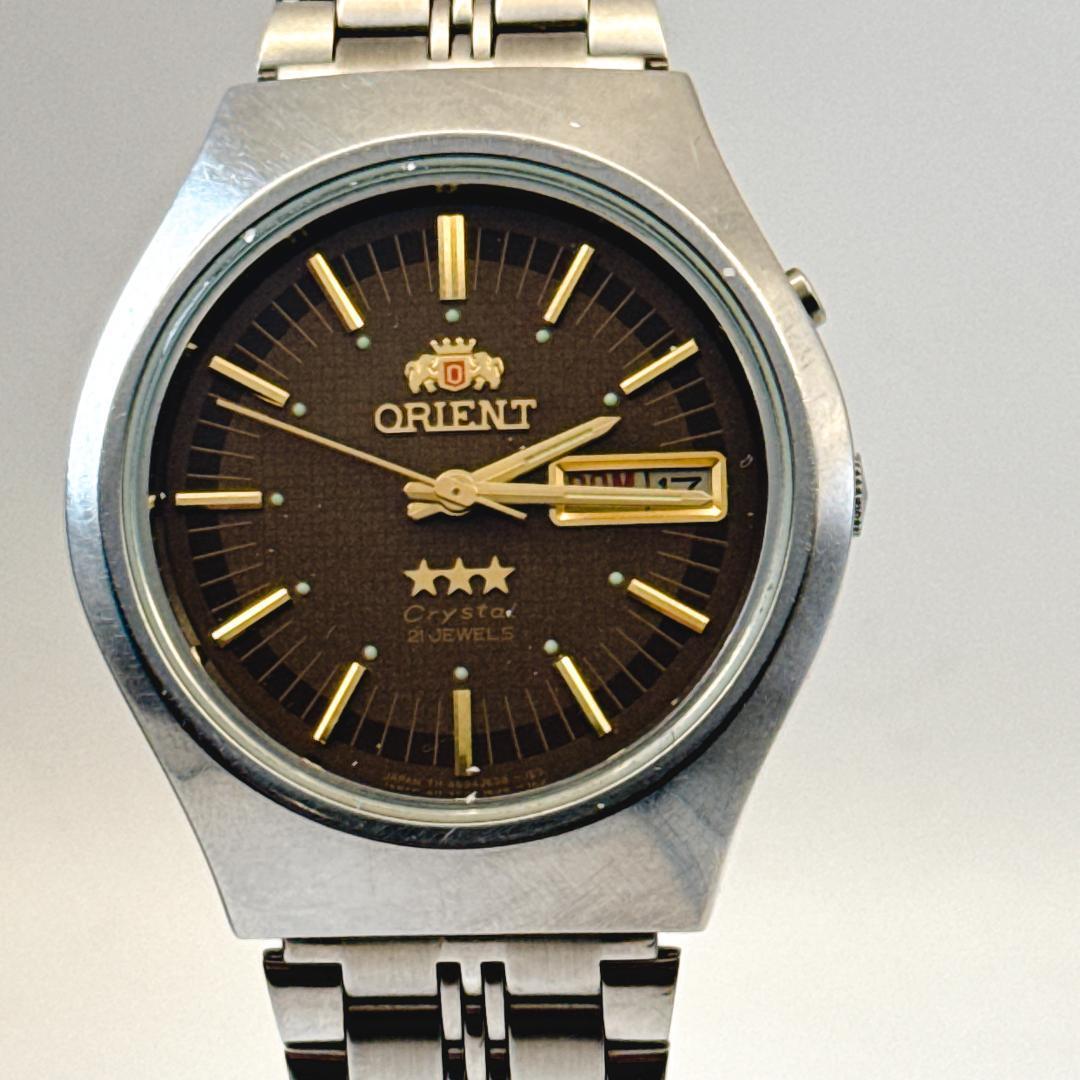 ORIENT Three Star Crystal 21 Stone Automatic Winding Day Date Men s Working Item