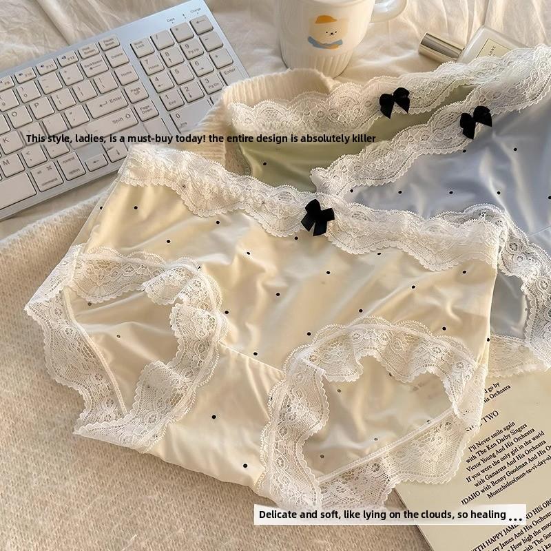 Ladies Spring and Summer Retro Sexy Lace Pure Cotton Antibacterial Triangle Briefs