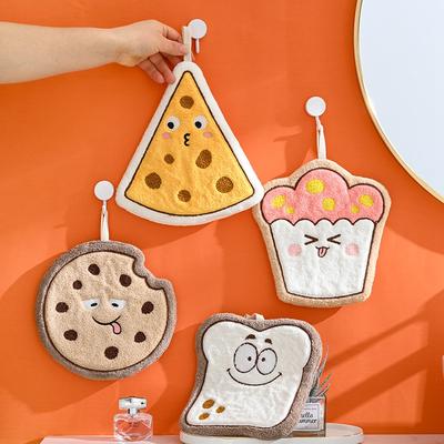 Cute Hand Towel Children's Towels Double-thickness Absorbent Hanging Hand Towels for Bathroom Cartoon Food Cake Shape Towels