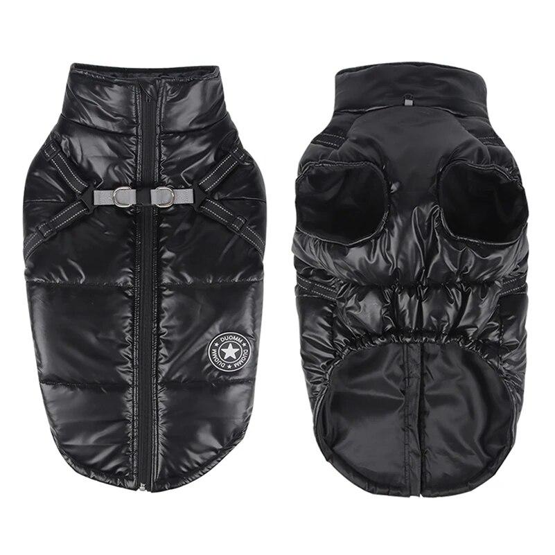 Large Dog Clothes Winter Warm Dog Jacket with Harness Reflective Puppy Outfit Waterproof Pug French Bulldog Labrador Costumes